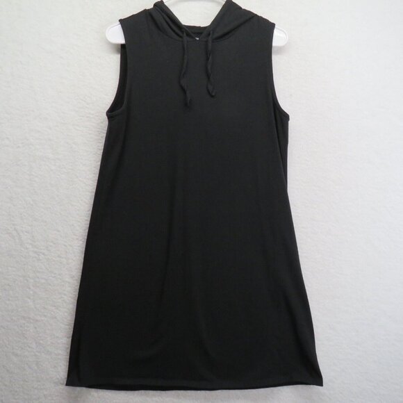 Eileen Fisher Dress Womens Small Black Organic Cotton Hooded Knee Length Coverup - Picture 1 of 10